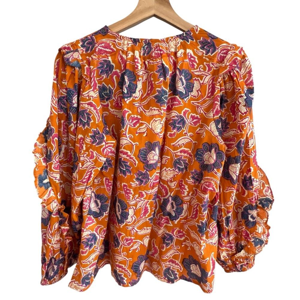 Cleobella Womens Talia Floral Peasant Top Size S Boho Organic Cotton Ruffle - Picture 3 of 9